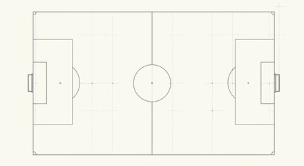 a soccer field with goals and markings. © kuah