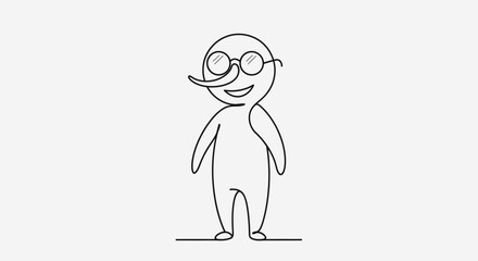 Obraz premium A smiling cartoon character with glasses.