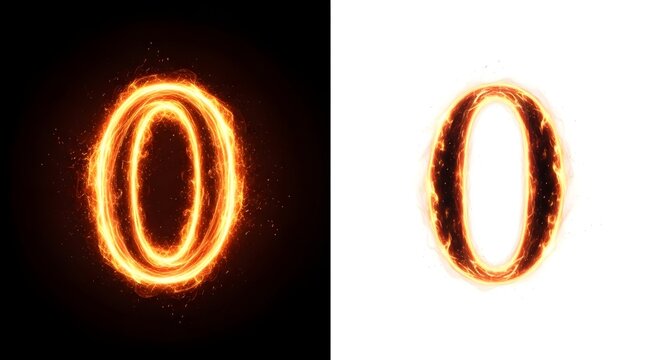 Fiery zero a dual representation of the number zero in contrasting styles