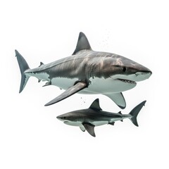 Fototapeta premium Realistic Aquatic Predator Family Portrait Isolated for Design