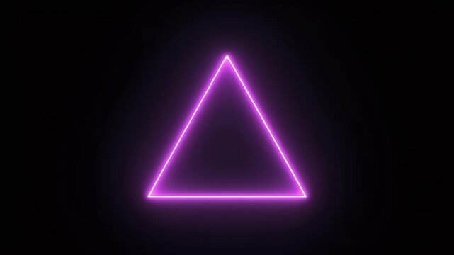 Vibrant purple neon glowing triangle geometric shape on a dark black background.