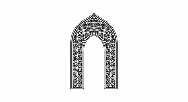 Ornate gothic archway with intricate Celtic knotwork patterns