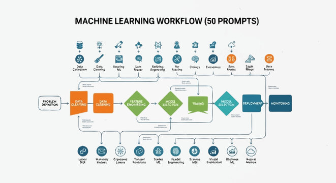 Machine learning workflow process diagram.