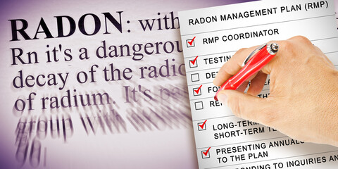 Radon Management Plan - The danger of natural radon gas in buildings - concept with check-list