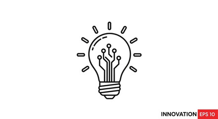 Digital Innovation Idea Lightbulb Circuit Board Concept. © Yanto