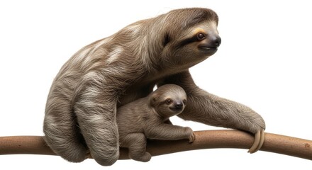 Fototapeta premium Detailed 3D Render of a Sloth Pair Isolated on Pure White