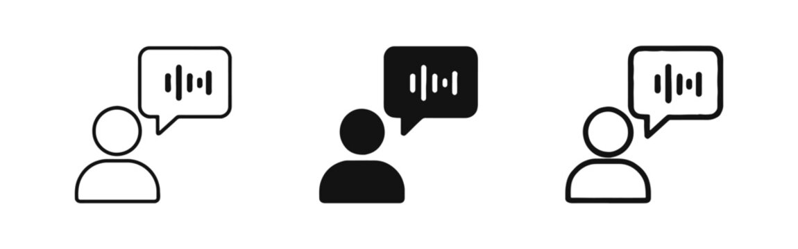 Audio message and voice recording icon set