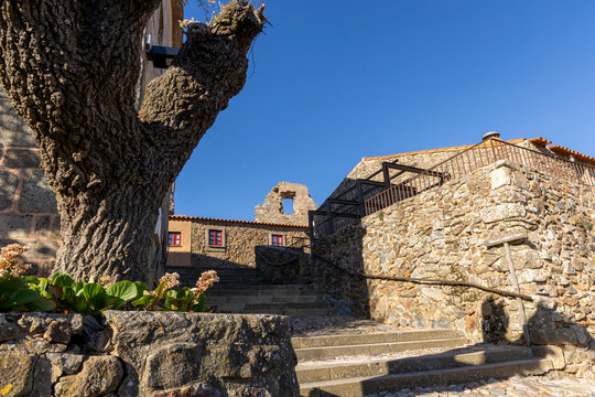 Sortelha stone village medieval architecture steps and wall