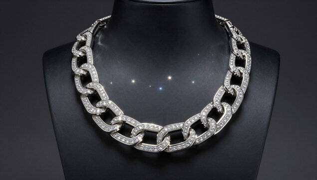 Architectural Jet and Diamond Statement Necklace