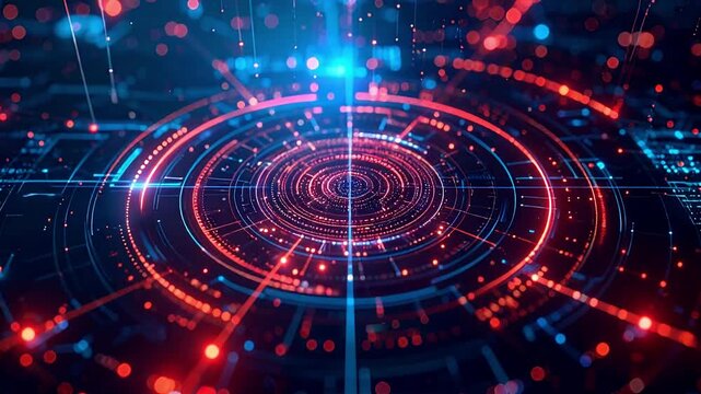 Loop red and blue light streaks and particles move on a dark background website, game, banner, poster, screensaver