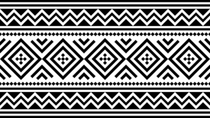Seamless black traditional tribal geometric pattern © NKSEE
