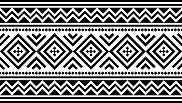 Seamless black traditional tribal geometric pattern