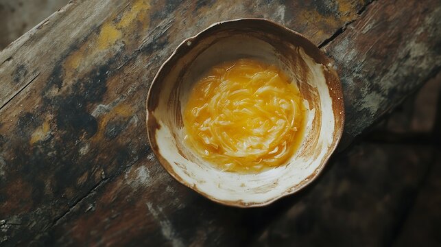 Palm Seed Dessert in Rustic Bowl Traditional Filipino Sweet Treat on Wooden Table
