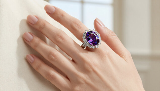 Opulent Padparadscha Diamond Ring on Elegant Hand Model