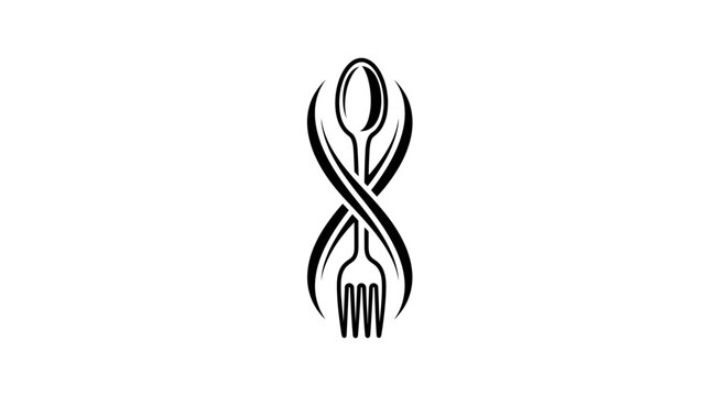 Elegant fork and spoon logo design for restaurant branding