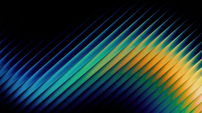 Abstract background with diagonal lines in a gradient of blue, teal, and orange