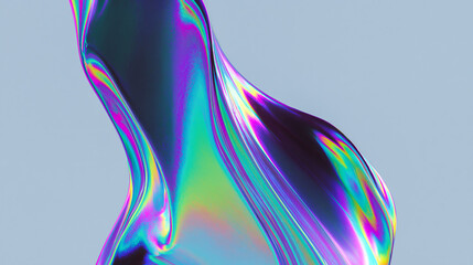 Obraz premium Abstract Iridescent Liquid Wave Floating in Air for Modern Graphic Design and Holographic Tech Background Concept