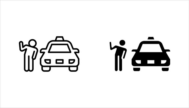 Taxi icon set, Car silhouette line icon. Cab symbol. vector illustration on white background
