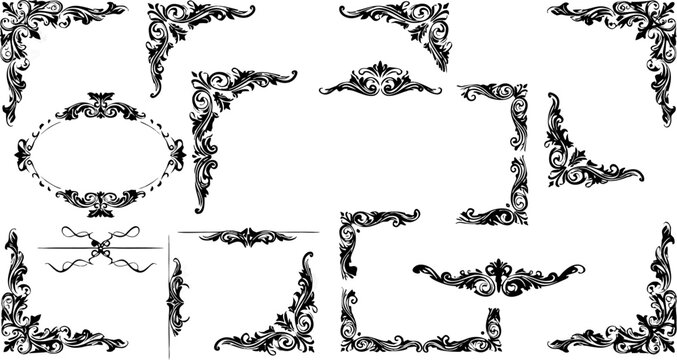 Vintage ornate border designs and frames for illustration and decoration