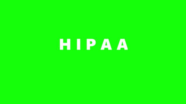 Healthcare compliance concept with HIPAA text animation on bright green background, clean modern design representing patient data privacy, medical security, and healthcare information protection.
