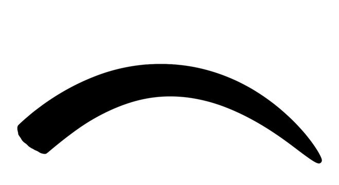 A minimalist black arc shape icon on a white background