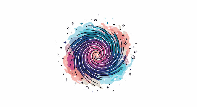 Colorful cosmic swirl with celestial accents