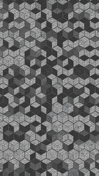 3D Isometric Cube Pattern in Grayscale with Mixed Rough and Smooth Textures for Smartphone Wallpaper