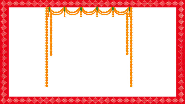 indian hindu wedding elements vector marigold floral garland vector, wedding and festival decoration, border flower decoration with transparent background