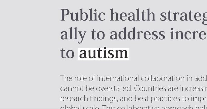 Autism news, changing news headlines sequence across media, awareness of ASD diagnosis and autism, loop footage