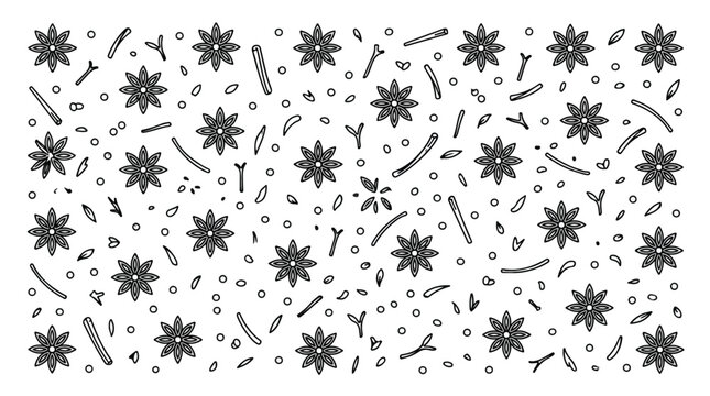 Microscopic view of diverse bacteria and viruses in a repeating pattern on a white background