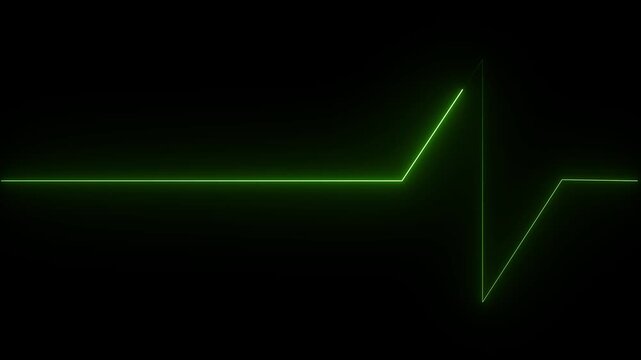 Black background an abstract electrocardiogram (ECG or EKG) tracing, which is a common medical test used to assess the heart's electrical activity.4k animation. 