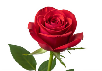 Fototapeta premium A stunning velvety red rose in full bloom isolated on transparent background showcasing its delicate petals and vibrant color