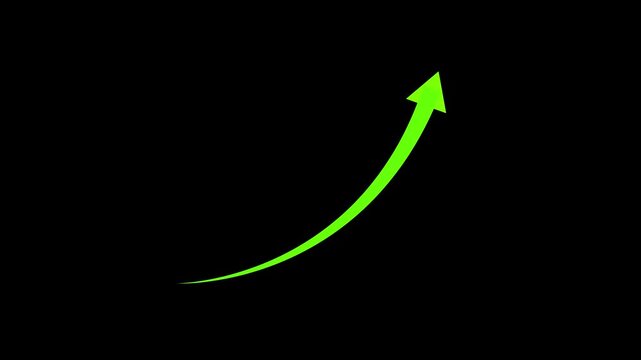 Dynamic Rising Arrow Representing Growth and Financial Success. Ascending Graph Line on a Dark Background, Representing Growth, Chart in the form of a luminous arrow pointing up.4k animation 