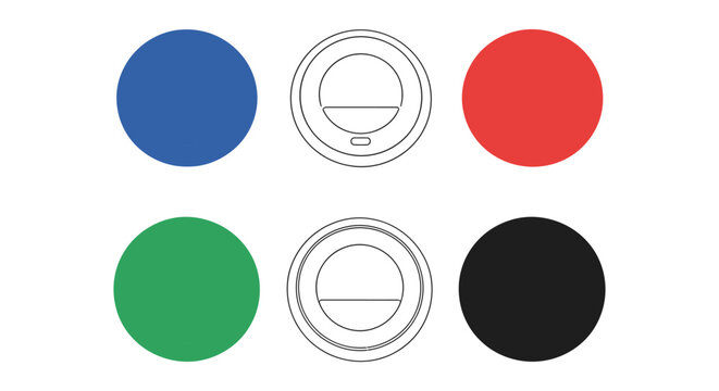 Button icon set with colorful and outline designs for user interface