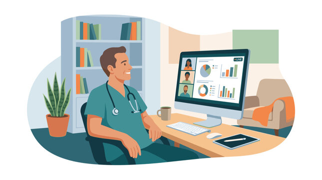 Remote Dedicated Doctor Providing Telemedicine Consultation.