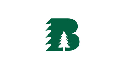 Green letter B logo with pine tree negative space © Asri