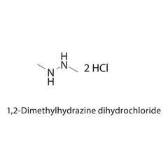 Fototapeta premium 1,2-Dimethylhydrazine dihydrochloride skeletal structure. salt compound schematic illustration. Simple diagram, chemical formula.