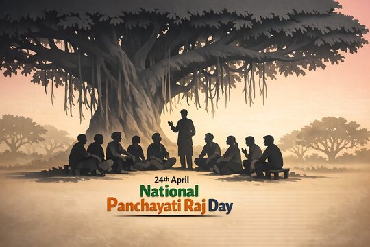 People sitting under a large tree celebrating National Panchayati Raj Day