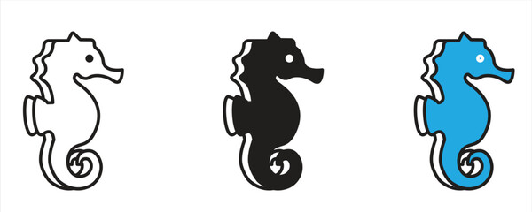 Fototapeta premium Seahorse icon, with a simple silhouette style for a marine theme. Suitable for websites, logos, apps, templates, and UI designs. Vector illustration.