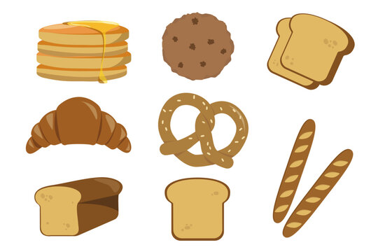 bakery food vector illustration set.