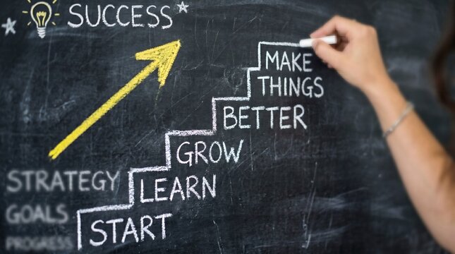 Path to Success Chalkboard Steps to Better.