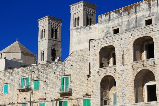 Molfetta town in Apulia, Italy. Cathedral of Saint Conrad of Bavaria. Apulian Romanesque style.