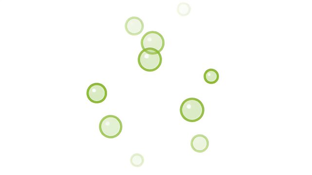 Minimalist green cartoon bubbles rising upwards in a continuous loop for motion graphic backgrounds.
