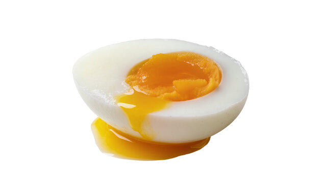 Soft boiled egg with runny yolk, isolated on transparent background