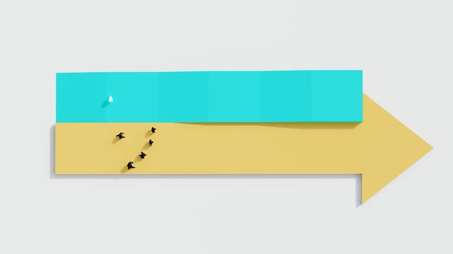 Concept of business direction and decision making showing group following upward path while individual takes different route, leadership, strategy, and success planning metaphor