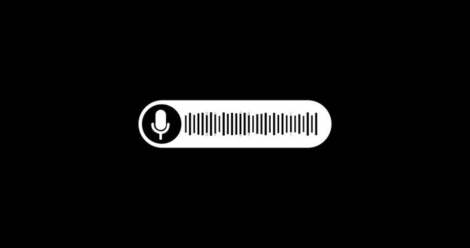 Smooth audio voice message featuring waveform visualization click animation. Microphone icon and with audio spectrum animation on a transparent background