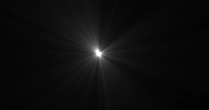 Warm light rays looping shine or sun affect animation. Display of light rays emanating from a central point slow motion line zoom on black background zoom in