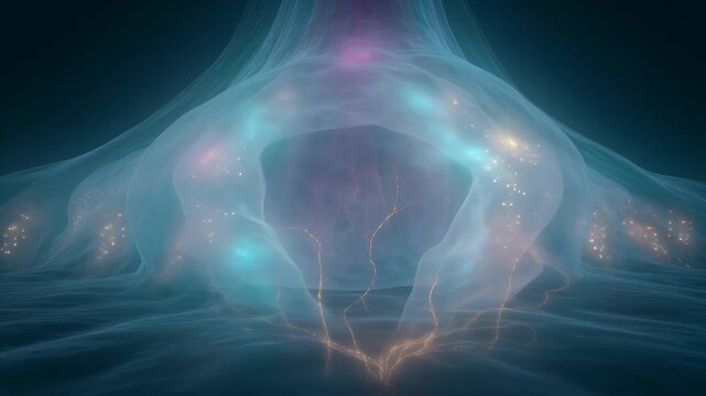 Glowing abstract light blue background.
