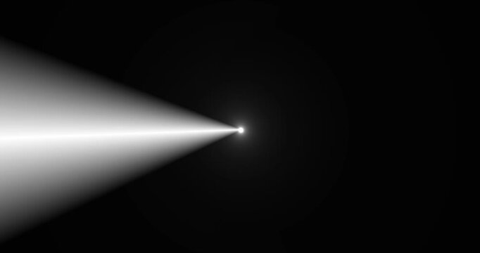 Flashlight beams moving in total darkness on a black background. Bright transparent spotlights rays of professional lighting equipment video animation 