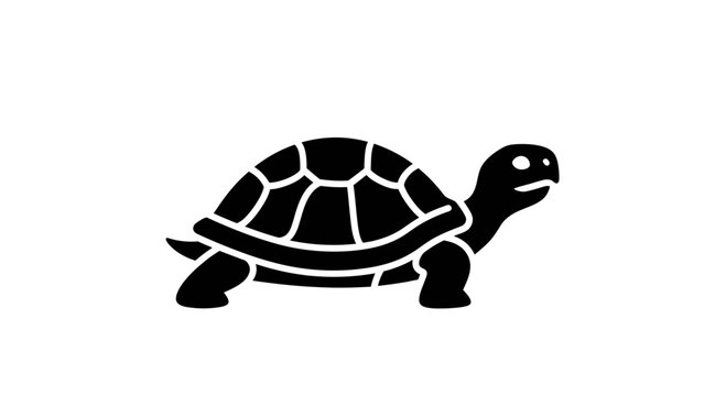 Simple Black Turtle Icon Silhouette on White Background